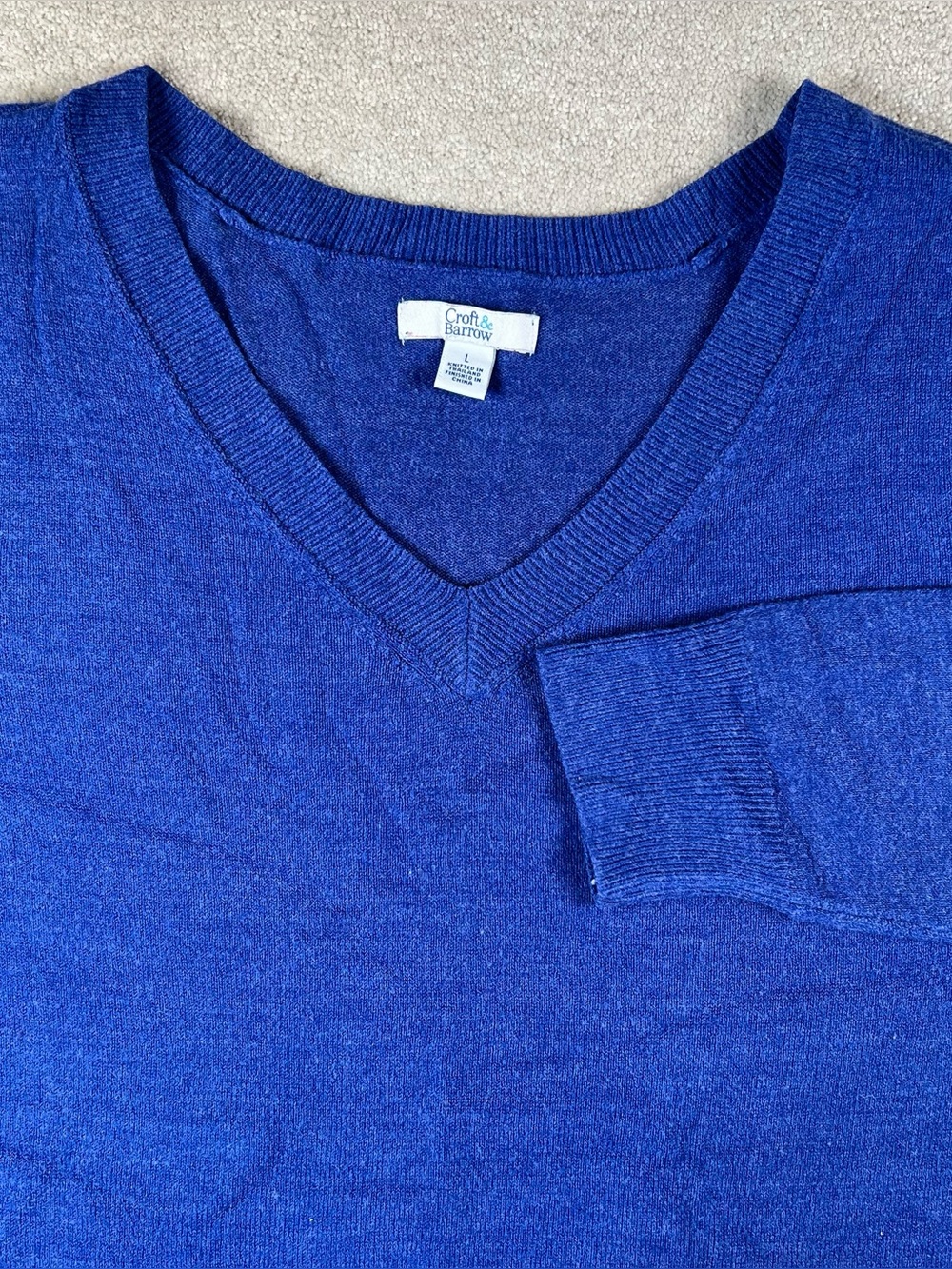 Croft & Barrow Sweater Blue V Neck Lightweight Women's Large